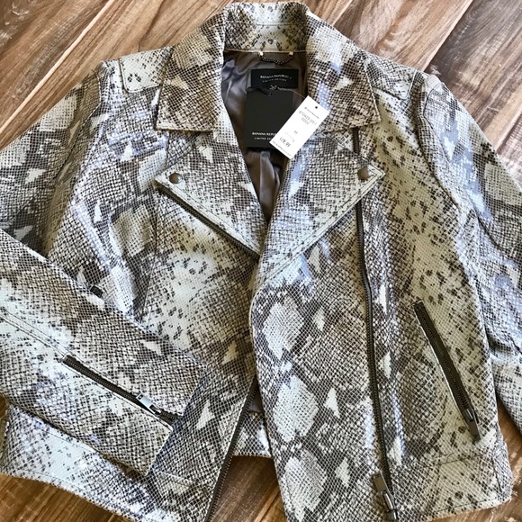🌈Banana Republic🌈Snake print Real leather Moto Jacket - Picture 2 of 8